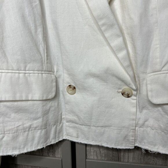 Anthropologie Pilcro Blazer Frayed Hem Ivory Cropped Size L NWT - Picture 5 of 10